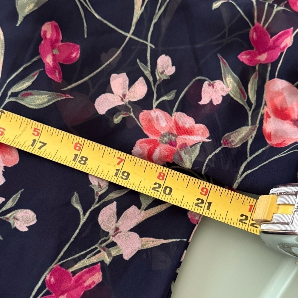 Lauren Ralph Lauren Floral Print Ruffle Dress – Navy and Pink Womens Size 12 - Picture 8 of 14